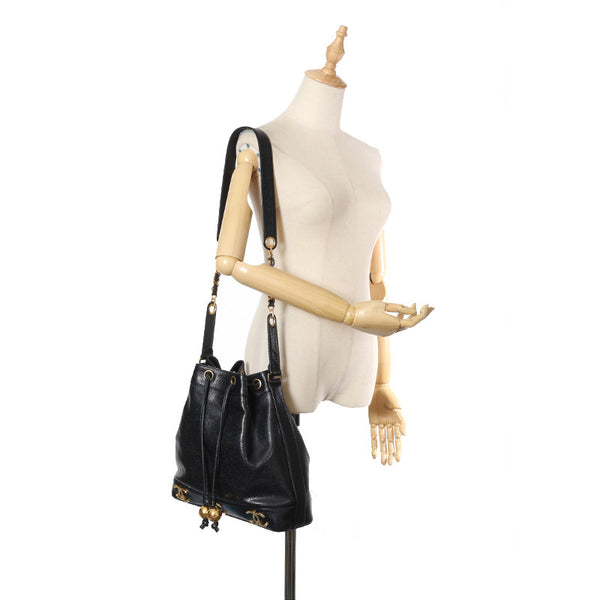 シャネル トリプルココ ブラック ゴールド キャビアスキン メッキ ショルダーバッグ レディース CHANEL 【中古】