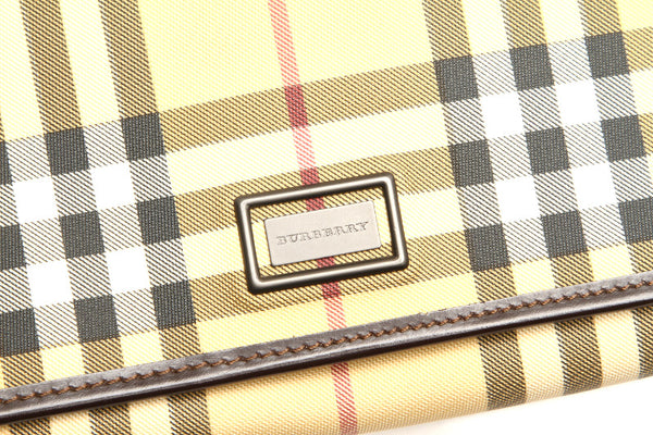 バーバリー ノバチェック ベージュ ブラウン PVC レザー ショルダーバッグ レディース BURBERRY 中古