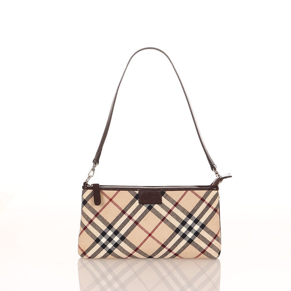 バーバリー ノバチェック ZA460-303 ベージュ ダークブラウン キャンバス ポシェット レディース BURBERRY 【中古】