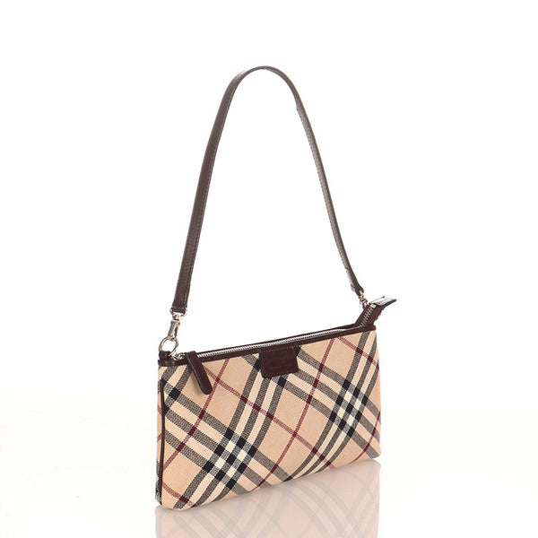 バーバリー ノバチェック ZA460-303 ベージュ ダークブラウン キャンバス ポシェット レディース BURBERRY 【中古】