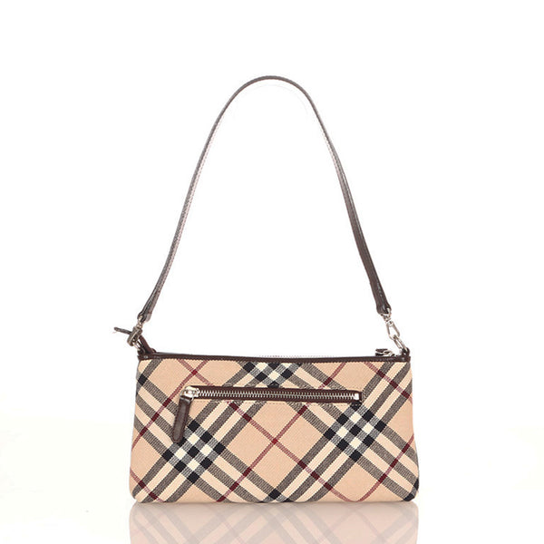 バーバリー ノバチェック ZA460-303 ベージュ ダークブラウン キャンバス ポシェット レディース BURBERRY 【中古】