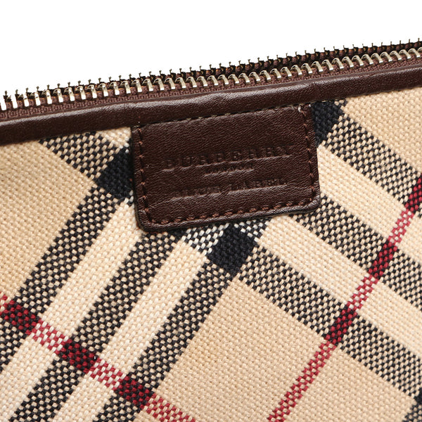バーバリー ノバチェック ZA460-303 ベージュ ダークブラウン キャンバス ポシェット レディース BURBERRY 【中古】