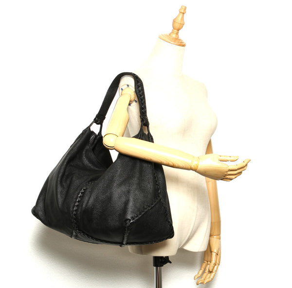 ボッテガヴェネタ ブラック レザー ショルダーバッグ ユニセックス BOTTEGAVENETA 中古