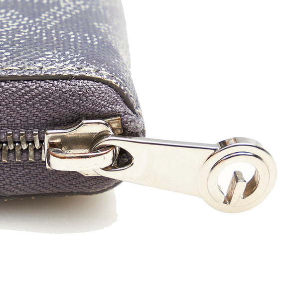 ゴヤール マティニョン ジップGM  グレー PVC レザー ラウンドファスナー 長財布 メンズ GOYARD 【中古】