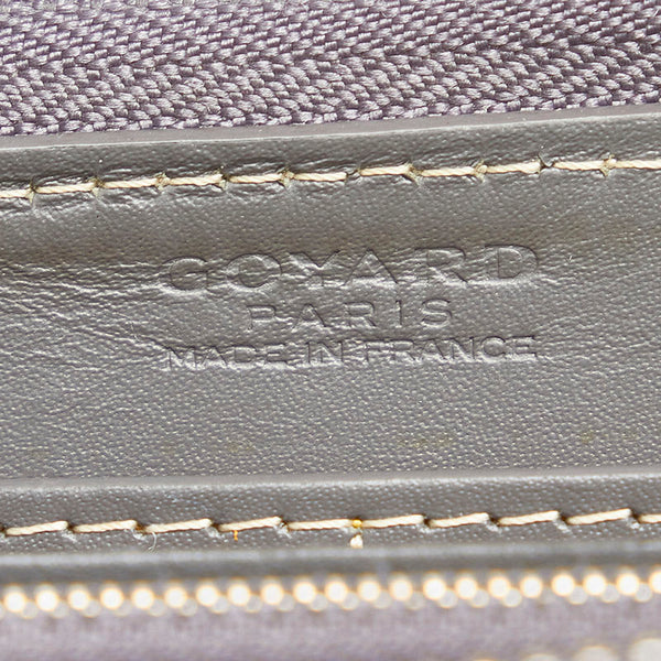 ゴヤール マティニョン ジップGM  グレー PVC レザー ラウンドファスナー 長財布 メンズ GOYARD 【中古】