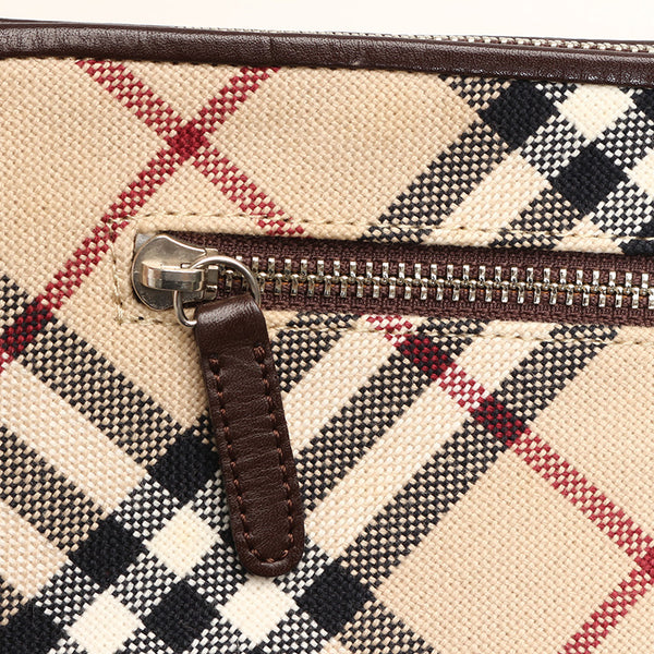 バーバリー ノバチェック ZA460-303 ベージュ ダークブラウン キャンバス ポシェット レディース BURBERRY 【中古】