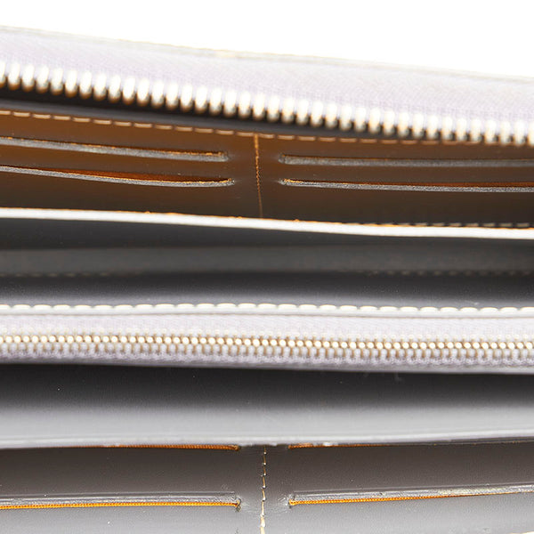 ゴヤール マティニョン ジップGM  グレー PVC レザー ラウンドファスナー 長財布 メンズ GOYARD 【中古】