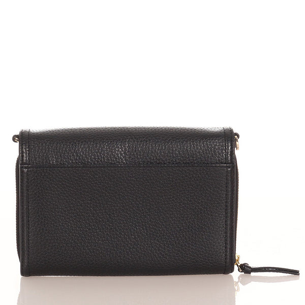 トリーバーチ ティアフラット ブラック レザー ウォレットショルダー レディース Tory Burch 【中古】