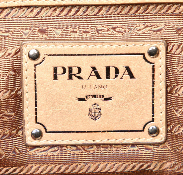 プラダ BN2067 ベージュ レザー ハンドバッグ レディース PRADA 中古