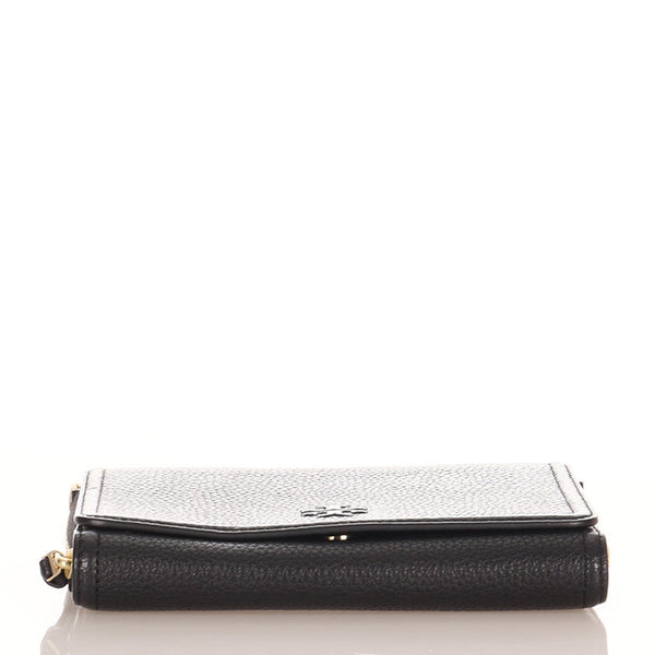 トリーバーチ ティアフラット ブラック レザー ウォレットショルダー レディース Tory Burch 【中古】