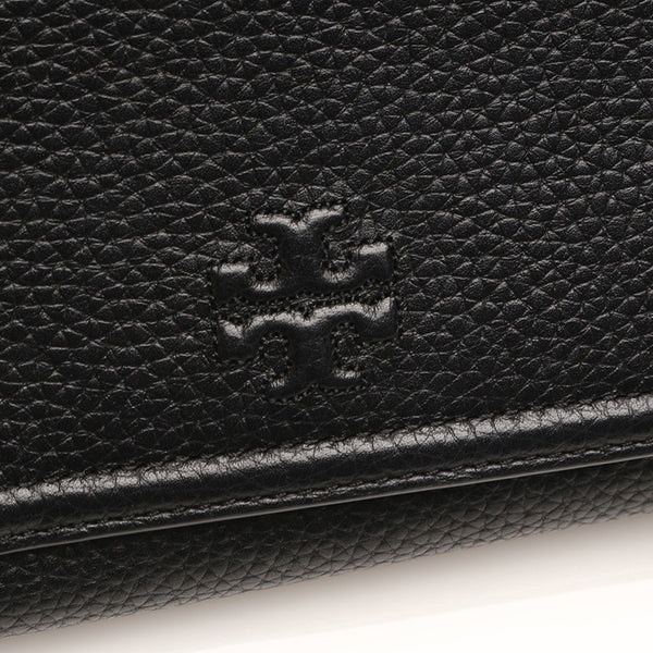 トリーバーチ ティアフラット ブラック レザー ウォレットショルダー レディース Tory Burch 【中古】