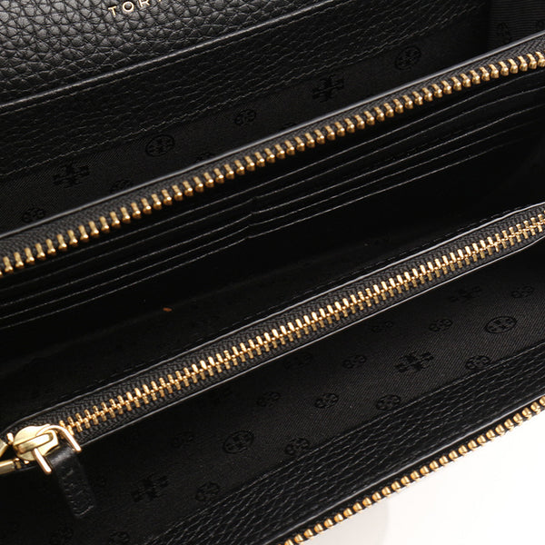 トリーバーチ ティアフラット ブラック レザー ウォレットショルダー レディース Tory Burch 【中古】