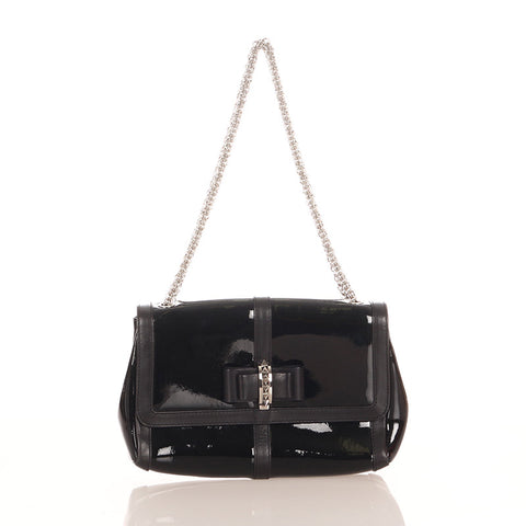 クリスチャンルブタン スイートチャリティー ロックスタッズ チェーン ショルダーバッグ ブラック エナメル レザー レディース Christian Louboutin 【中古】