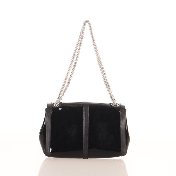 クリスチャンルブタン スイートチャリティー ロックスタッズ チェーン ショルダーバッグ ブラック エナメル レザー レディース Christian Louboutin 【中古】