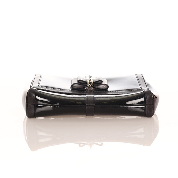 クリスチャンルブタン スイートチャリティー ロックスタッズ チェーン ショルダーバッグ ブラック エナメル レザー レディース Christian Louboutin 【中古】