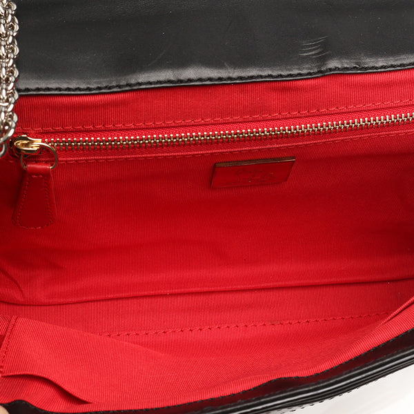 クリスチャンルブタン スイートチャリティー ロックスタッズ チェーン ショルダーバッグ ブラック エナメル レザー レディース Christian Louboutin 【中古】