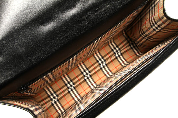 バーバリー ブラック レザー ハンドバッグ ショルダーバッグ 2WAY メンズ BURBERRY 中古