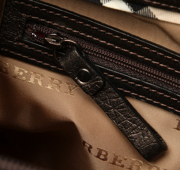 バーバリー ブラウン ナイロン レザー 斜め掛け ショルダーバッグ ユニセックス BURBERRY 中古