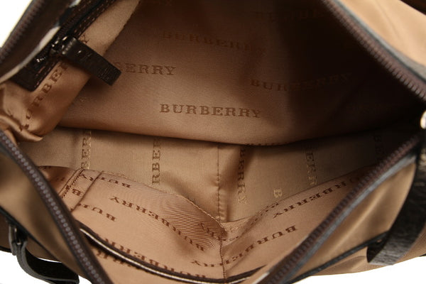 バーバリー ブラウン ナイロン レザー 斜め掛け ショルダーバッグ ユニセックス BURBERRY 中古