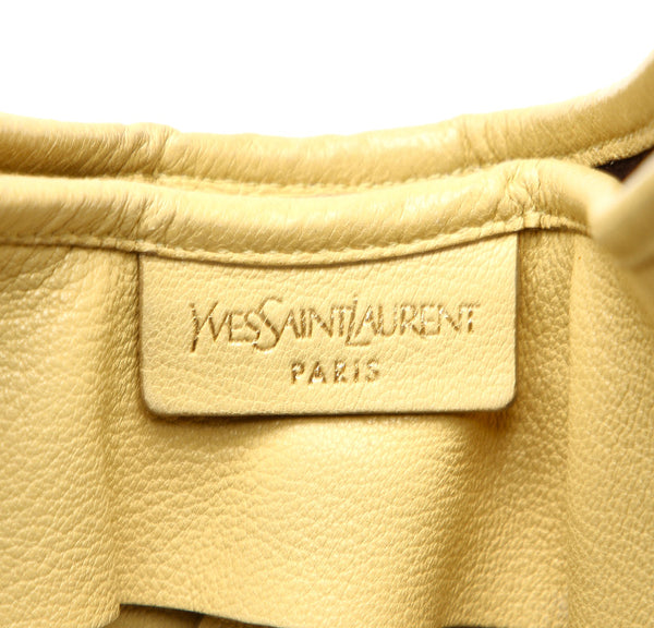 イヴ サンローラン ティアード イエロー レザー ショルダーバッグ レディース YVES SAINT LAURENT 中古