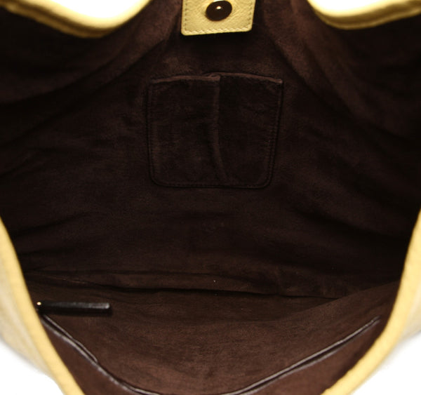 イヴ サンローラン ティアード イエロー レザー ショルダーバッグ レディース YVES SAINT LAURENT 中古