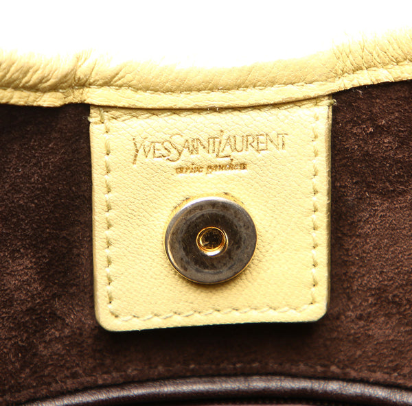 イヴ サンローラン ティアード イエロー レザー ショルダーバッグ レディース YVES SAINT LAURENT 中古