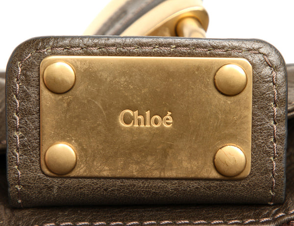 クロエ パディントン モスグリーン レザー ショルダーバッグ レディース Chloe 中古