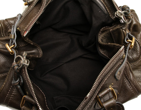 クロエ パディントン モスグリーン レザー ショルダーバッグ レディース Chloe 中古