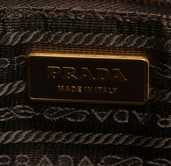 プラダ ベージュ ゴールド キャンバス レザー ハンドバッグ ショルダーバッグ 2WAY レディース PRADA 中古