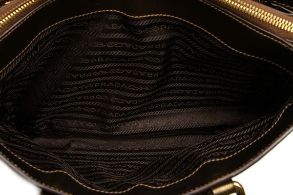 プラダ ベージュ ゴールド キャンバス レザー ハンドバッグ ショルダーバッグ 2WAY レディース PRADA 中古