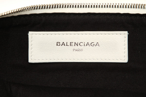 バレンシアガ ショッピングクリップM  485110 ホワイト レザー クラッチバッグ ユニセックス BALENCIAGA 中古
