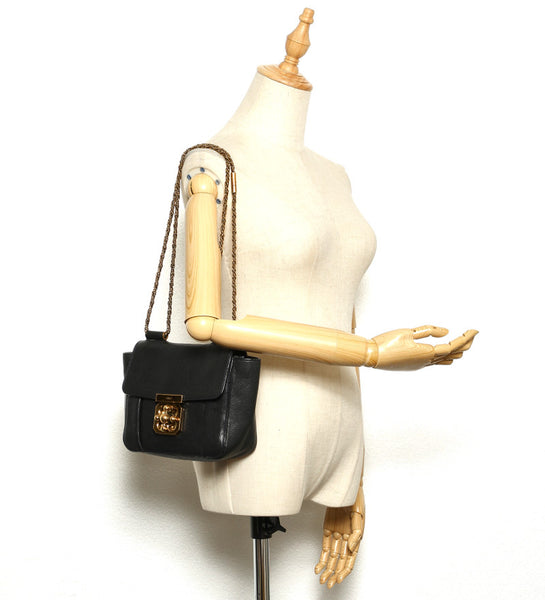 クロエ ブラック 黒 レザー ショルダーバッグ レディース Chloe 中古