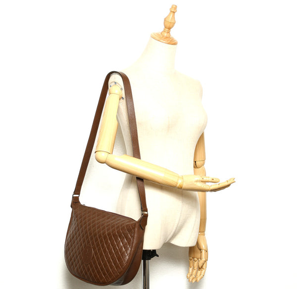 イヴ サンローラン ブラウン レザー ショルダーバッグ レディース YVES SAINT LAURENT 中古