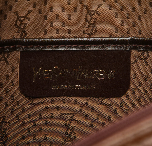 イヴ サンローラン ブラウン レザー ショルダーバッグ レディース YVES SAINT LAURENT 中古