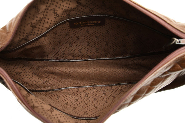 イヴ サンローラン ブラウン レザー ショルダーバッグ レディース YVES SAINT LAURENT 中古