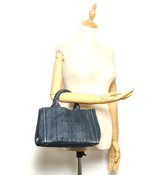 プラダ カナパ B2439G ブルー デニム ハンドバッグ レディース PRADA 中古