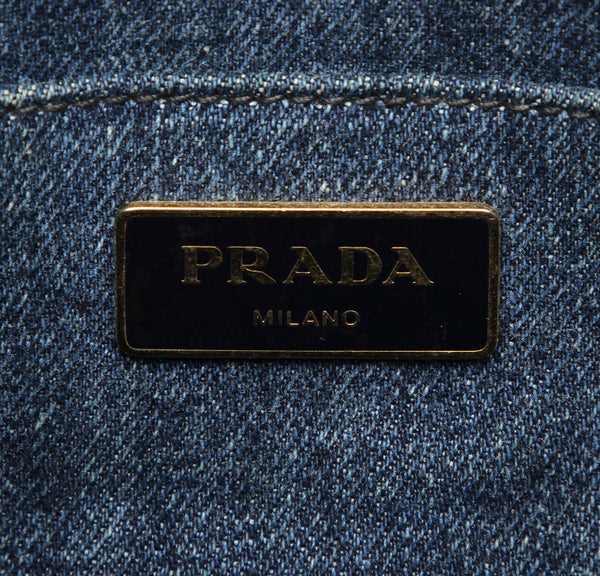 プラダ カナパ B2439G ブルー デニム ハンドバッグ レディース PRADA 中古