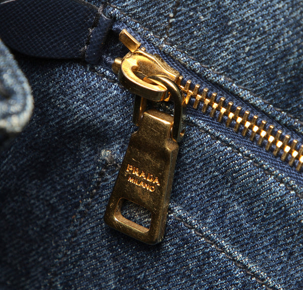 プラダ カナパ B2439G ブルー デニム ハンドバッグ レディース PRADA 中古