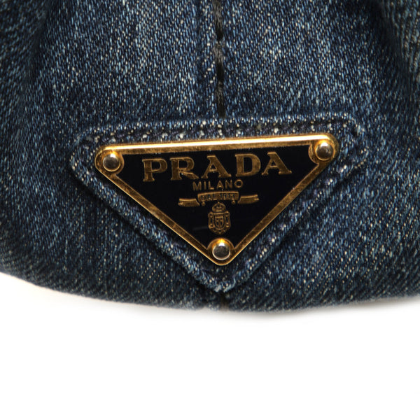 プラダ カナパ B2439G ブルー デニム ハンドバッグ レディース PRADA 中古