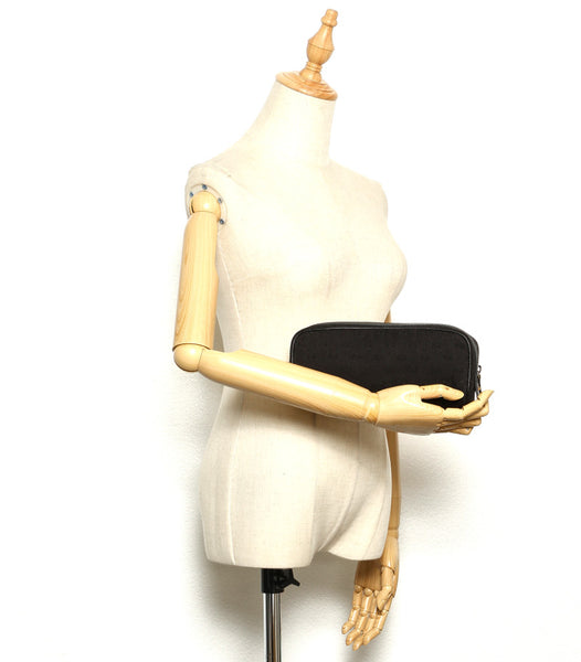 グッチ GGキャンバス 120977 ブラック キャンバス レザー ポーチ ユニセックス GUCCI 中古