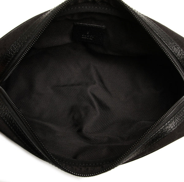 グッチ GGキャンバス 120977 ブラック キャンバス レザー ポーチ ユニセックス GUCCI 中古