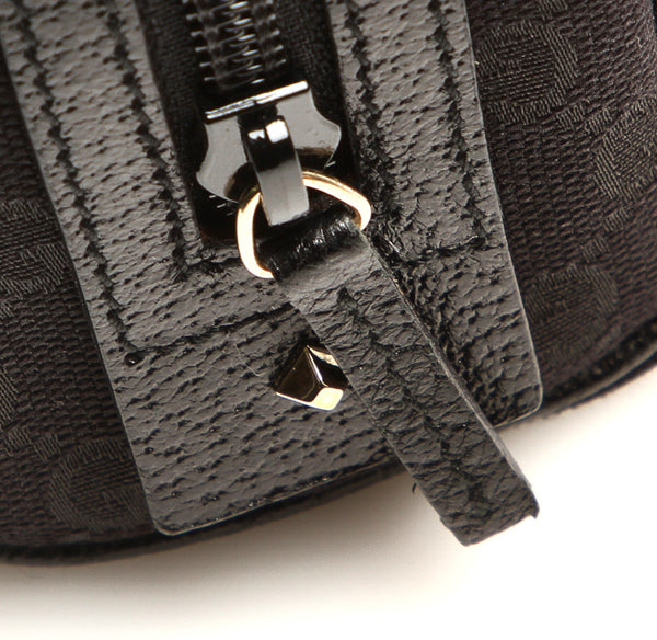 グッチ GGキャンバス 120977 ブラック キャンバス レザー ポーチ ユニセックス GUCCI 中古
