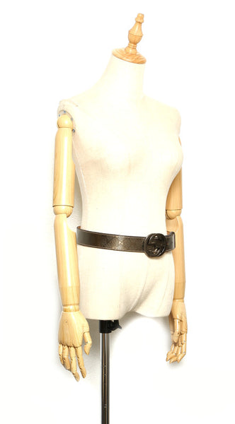 グッチ GGインプリメ 114984 ゴールド PVC レザー ベルト ユニセックス GUCCI 中古