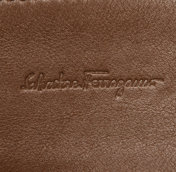 サルヴァトーレフェラガモ ガンチーニ FJ-249821 ブラウン ベージュ キャンバス レザー 斜め掛け ショルダーバッグ メンズ Salvatore Ferragamo 中古