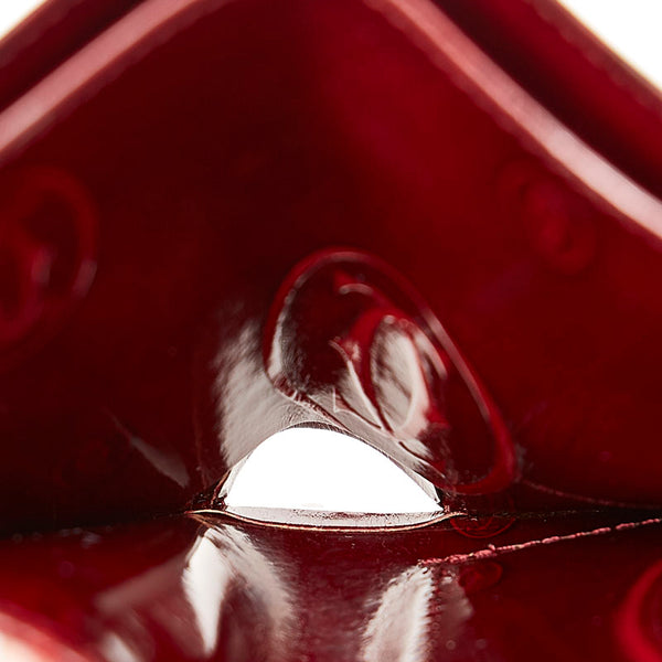 カルティエ ハッピーバースデー 二つ折り財布 ボルドー エナメル レザー メンズ CARTIER 【中古】