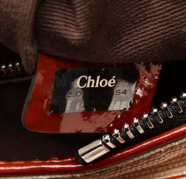 クロエ パディントン ホワイト ブラウン キャンバス エナメル ショルダーバッグ レディース Chloe 中古