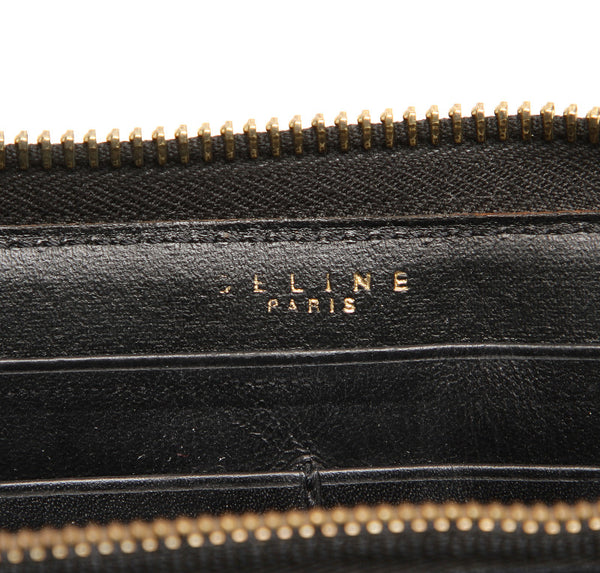 セリーヌ マカダム ブラウン PVC レザー 長財布 ユニセックス CELINE 中古