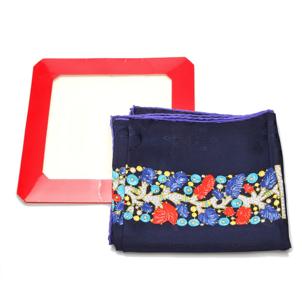 カルティエ ネイビー シルク スカーフ レディース CARTIER 中古