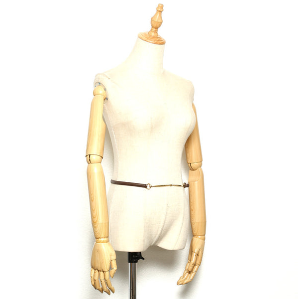 グッチ 037 1766 1110 0 ブラウン ゴールド レザー メッキ ベルト レディース GUCCI 中古