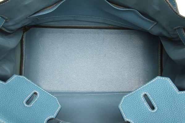 エルメス バーキン35 水色 レザー ハンドバッグ レディース HERMES □I刻印(2005年制)刻印 中古